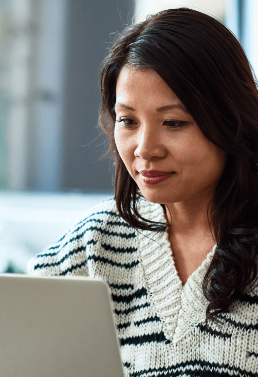 Woman browsing the internet. Actor portrayal.