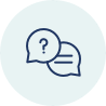 Speech bubbles with question mark and text