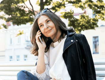 Person talking on phone. Actor portrayal.